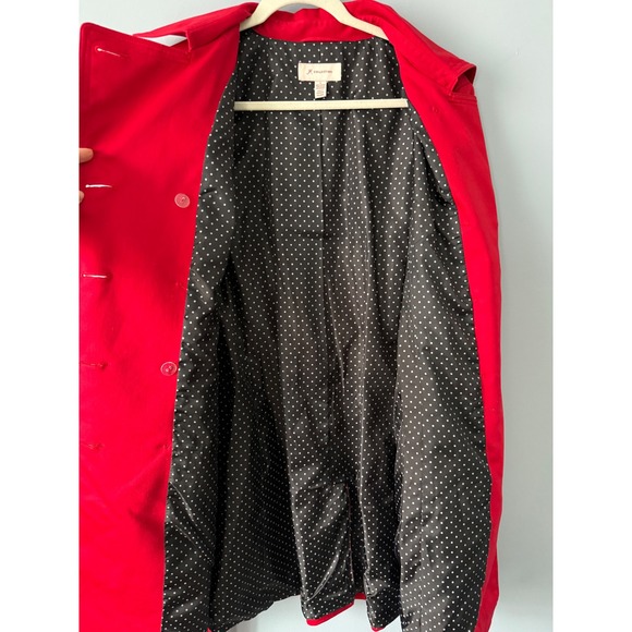 New JM Collection Red Double Breasted Belted Trench Coat Lined Size Large Cotton - Picture 15 of 15